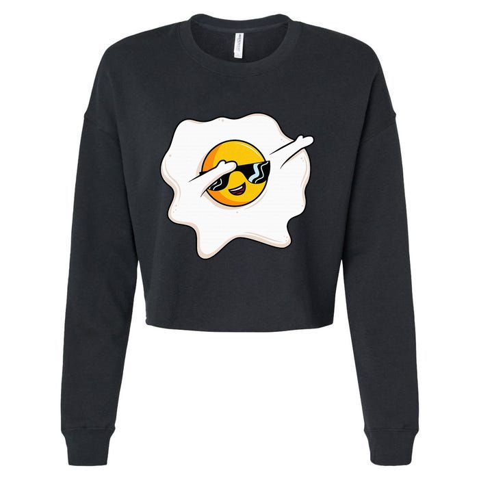 Dab Dabbing Egg Funny Fried Egg Cropped Pullover Crew