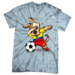 Dabbing Dog Ecuador Soccer Ecuadorean Flag Football Lovers Tie-Dye T-Shirt