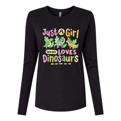 Dinosaur Dinosaurs Expert Just A Girl Who Loves Dinosaurs Womens Cotton Relaxed Long Sleeve T-Shirt