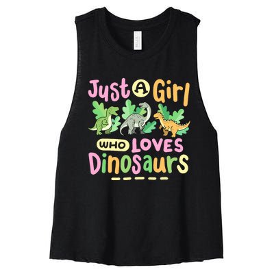 Dinosaur Dinosaurs Expert Just A Girl Who Loves Dinosaurs Women's Racerback Cropped Tank