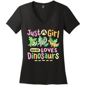 Dinosaur Dinosaurs Expert Just A Girl Who Loves Dinosaurs Women's V-Neck T-Shirt