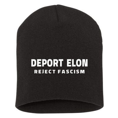 Deport Deporte Elon Reject Fascism  Short Acrylic Beanie