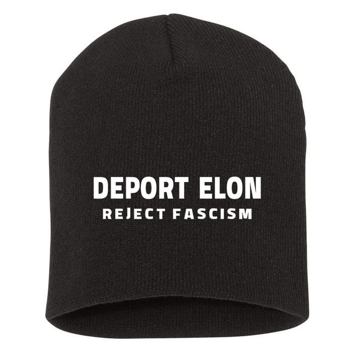 Deport Deporte Elon Reject Fascism  Short Acrylic Beanie