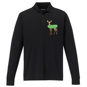 Dill Doe Funny Adult Humor Dill Pickle Deer Redneck Dill Doe Performance Long Sleeve Polo