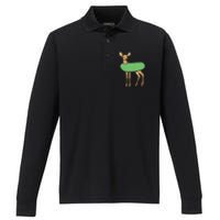 Dill Doe Funny Adult Humor Dill Pickle Deer Redneck Dill Doe Performance Long Sleeve Polo