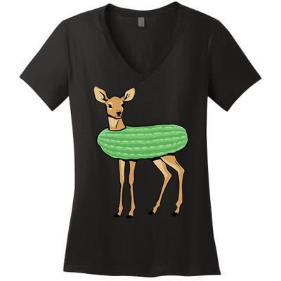 Dill Doe Funny Adult Humor Dill Pickle Deer Redneck Dill Doe Women's V-Neck T-Shirt