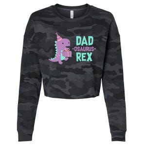 Dad Dinosaur Family Matching Birthday Girl Party Daughter Cropped Pullover Crew