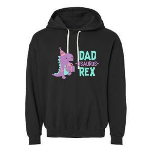 Dad Dinosaur Family Matching Birthday Girl Party Daughter Garment-Dyed Fleece Hoodie