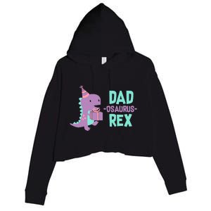 Dad Dinosaur Family Matching Birthday Girl Party Daughter Crop Fleece Hoodie