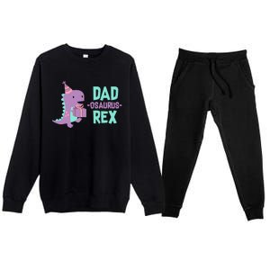 Dad Dinosaur Family Matching Birthday Girl Party Daughter Premium Crewneck Sweatsuit Set