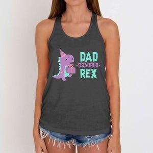 Dad Dinosaur Family Matching Birthday Girl Party Daughter Women's Knotted Racerback Tank