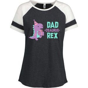 Dad Dinosaur Family Matching Birthday Girl Party Daughter Enza Ladies Jersey Colorblock Tee