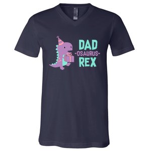 Dad Dinosaur Family Matching Birthday Girl Party Daughter V-Neck T-Shirt