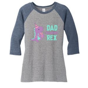 Dad Dinosaur Family Matching Birthday Girl Party Daughter Women's Tri-Blend 3/4-Sleeve Raglan Shirt