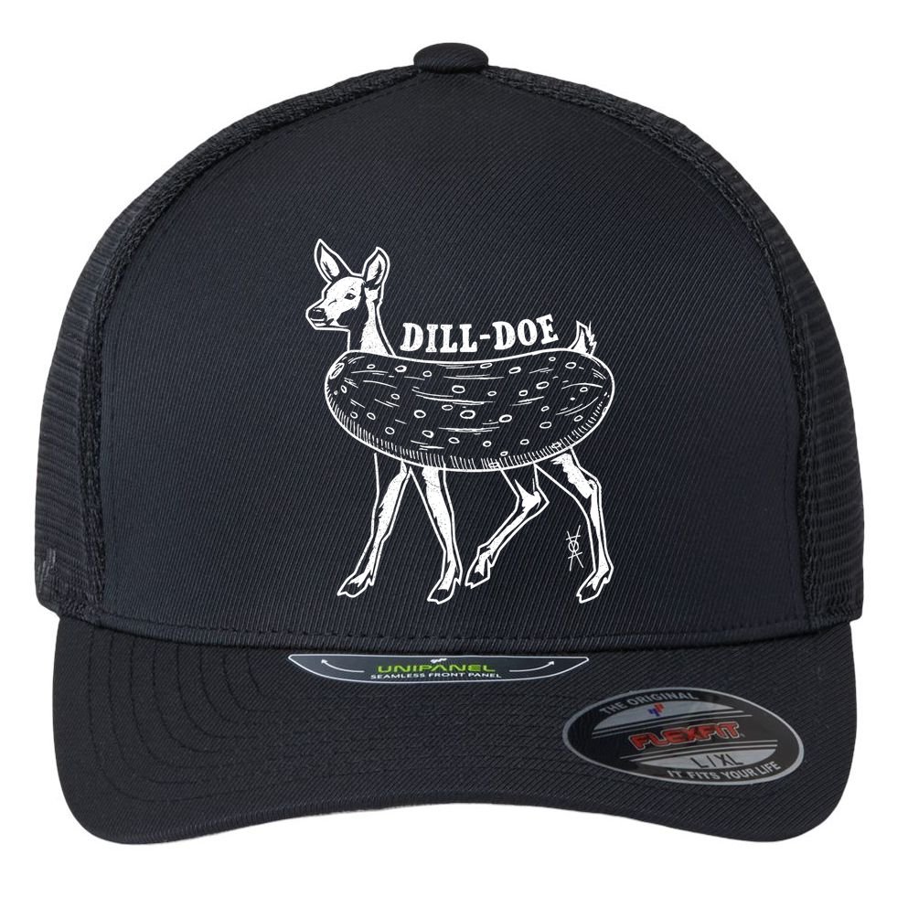 Dill Doe Funny Inappropriate Party Naughty Reindeer She Flexfit Unipanel Trucker Cap