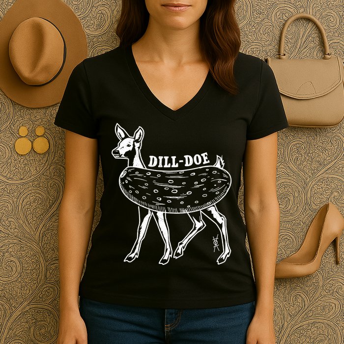 Dill Doe Funny Inappropriate Party Naughty Reindeer She Women's V-Neck T-Shirt