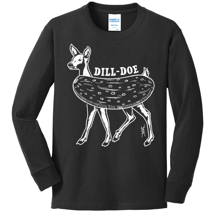 Dill Doe Funny Inappropriate Party Naughty Reindeer She Kids Long Sleeve Shirt