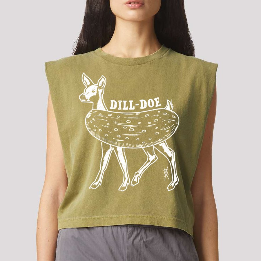 Dill Doe Funny Inappropriate Party Naughty Reindeer She Garment-Dyed Women's Muscle Tee