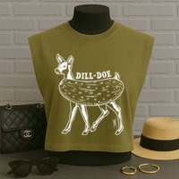 Dill Doe Funny Inappropriate Party Naughty Reindeer She Garment-Dyed Women's Muscle Tee