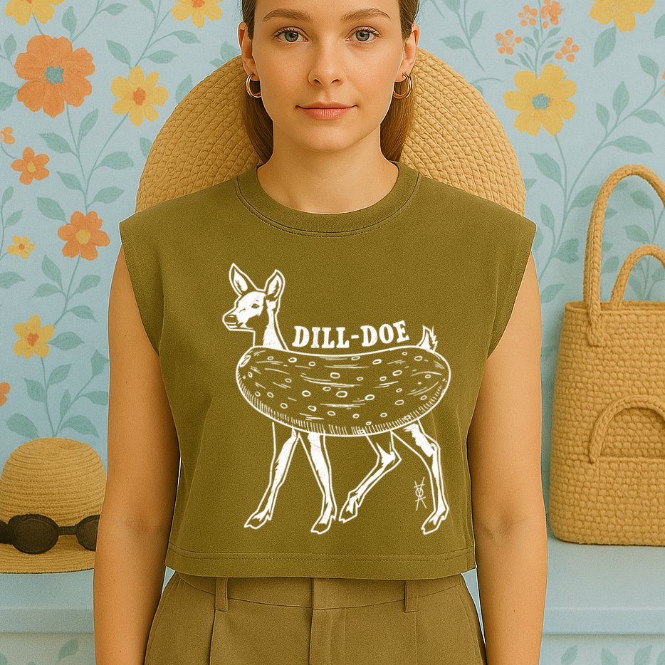 Dill Doe Funny Inappropriate Party Naughty Reindeer She Garment-Dyed Women's Muscle Tee