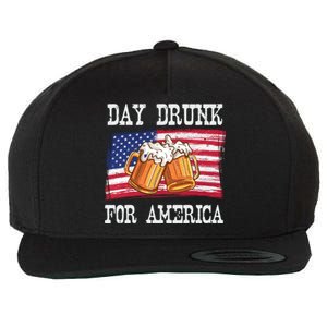 Day Drunk For America Funny Day Ing 4th July Gift Wool Snapback Cap