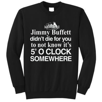 Didnt Die For You To Not Know Its 5 O Clock Somewhere Tall Sweatshirt