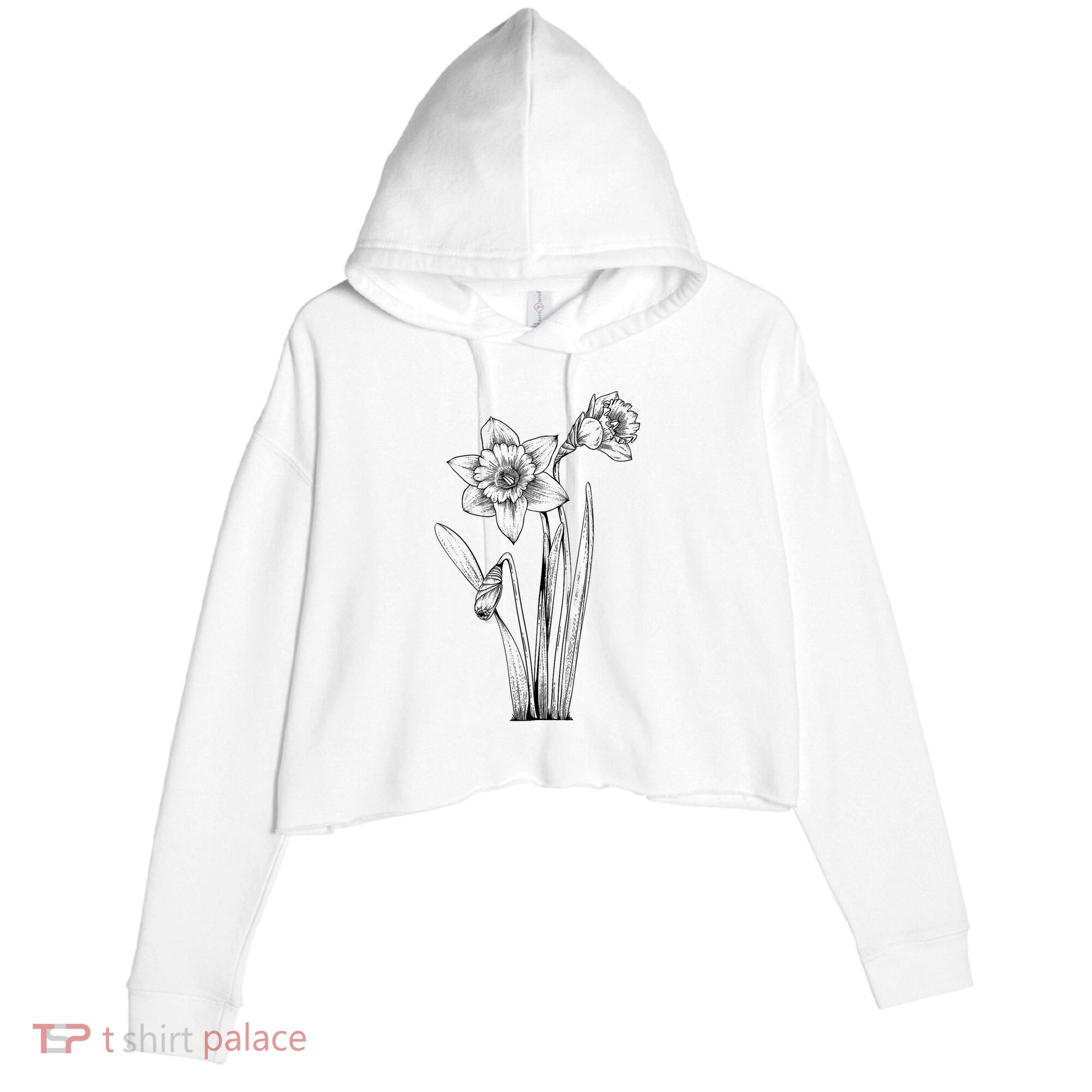 Daffodil Daffodils Flowers Floral Spring Easter Crop Fleece Hoodie