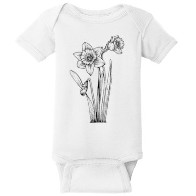 Daffodil Daffodils Flowers Floral Spring Easter Baby Bodysuit