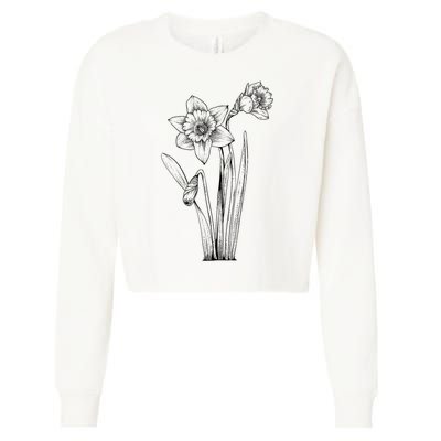 Daffodil Daffodils Flowers Floral Spring Easter Cropped Pullover Crew