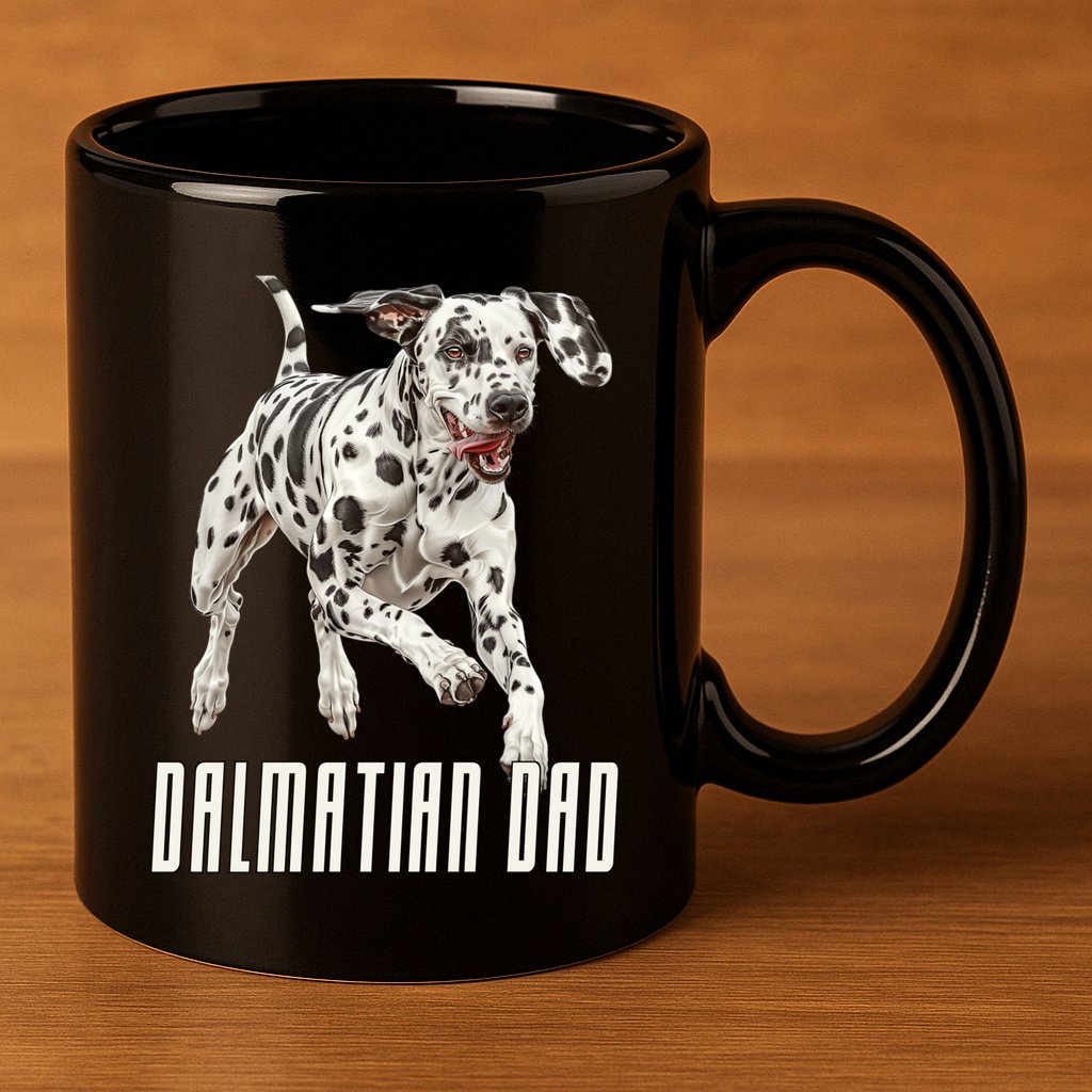 Dalmatian Dad Father Parent Dal Dog Running Cute Adorable Cute Gift 11oz C Handle Ceramic Mug