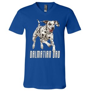 Dalmatian Dad Father Parent Dal Dog Running Cute Adorable Cute Gift V-Neck T-Shirt