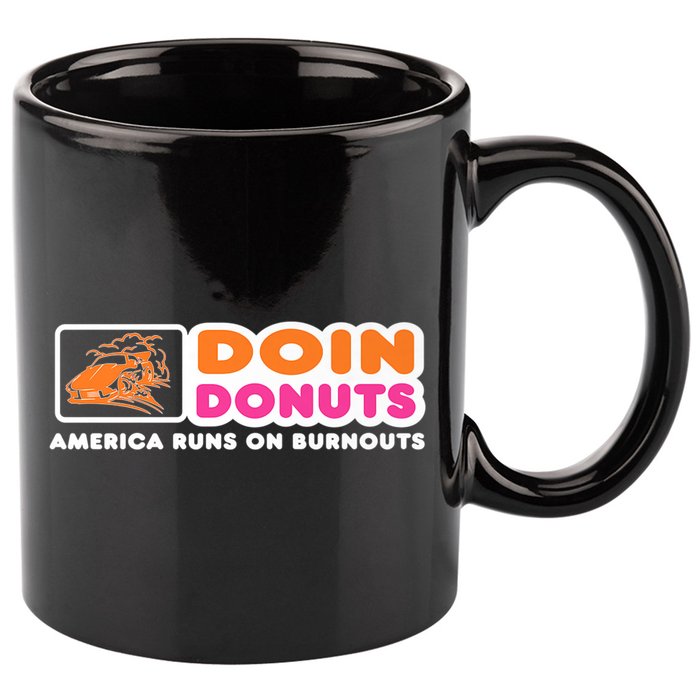 Doin Donuts Funny Burnout Racing Car Enthusiast 11oz C Handle Ceramic Mug
