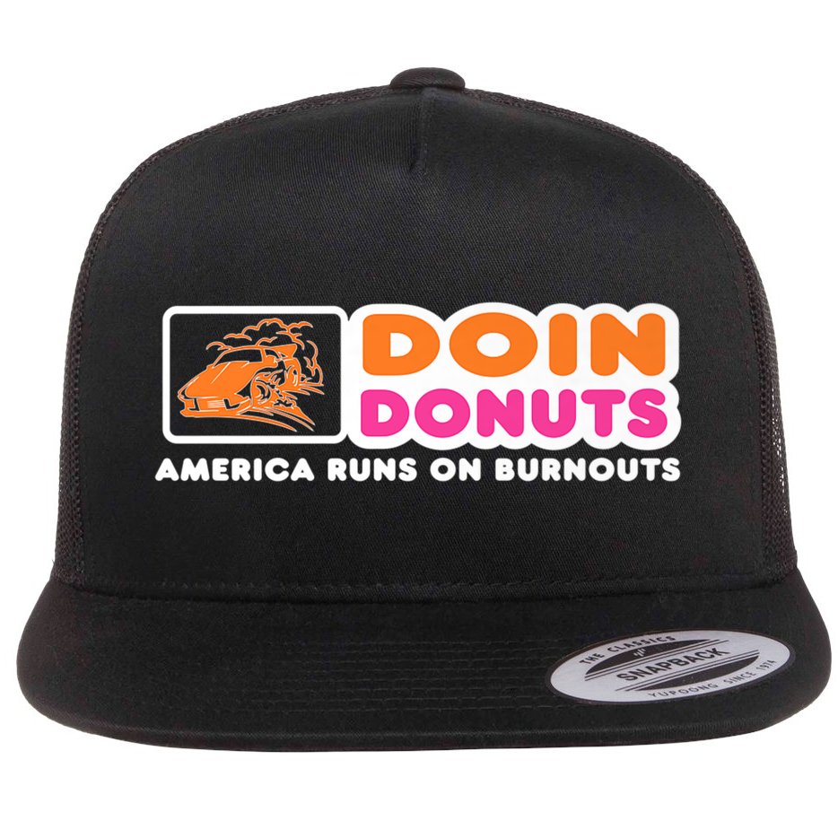 Doin Donuts Funny Burnout Racing Car Enthusiast Flat Bill Trucker Hat