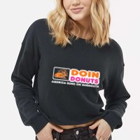 Doin Donuts Funny Burnout Racing Car Enthusiast Cropped Pullover Crew