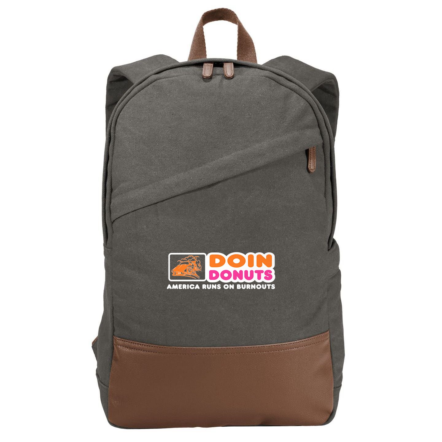 Doin Donuts Funny Burnout Racing Car Enthusiast Cotton Canvas Backpack