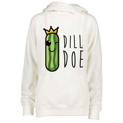 Dill Doe Funny Pickles Puns And Fun Distressed Gift Womens Funnel Neck Pullover Hood