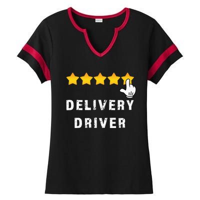 Delivery Driver Five Star Food Dash Grub Grocery Ladies Halftime Notch Neck Tee