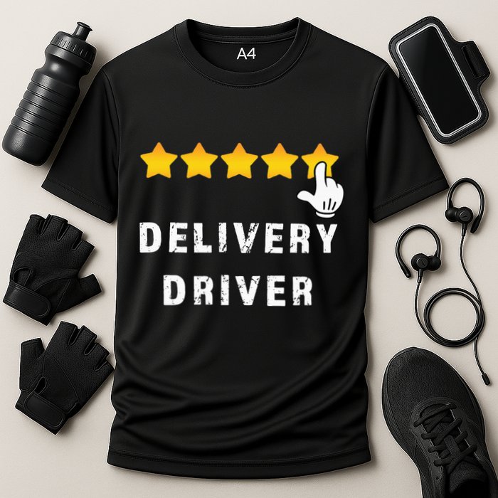Delivery Driver Five Star Food Dash Grub Grocery Cooling Performance Crew T-Shirt