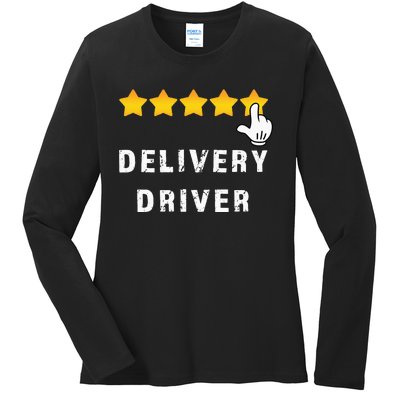 Delivery Driver Five Star Food Dash Grub Grocery Ladies Long Sleeve Shirt