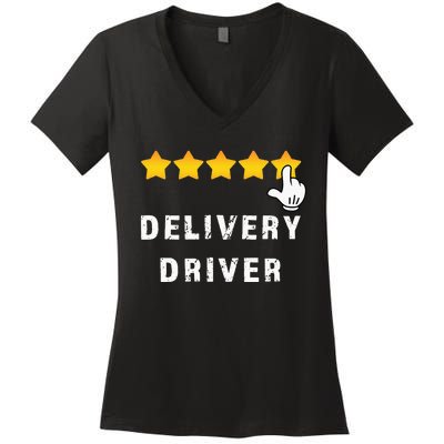 Delivery Driver Five Star Food Dash Grub Grocery Women's V-Neck T-Shirt