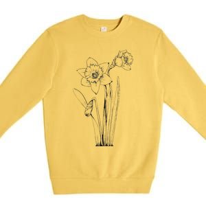 Daffodil Daffodils Flowers Floral Spring Easter Premium Crewneck Sweatshirt