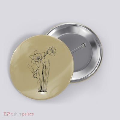 Daffodil Daffodils Flowers Floral Spring Easter Button