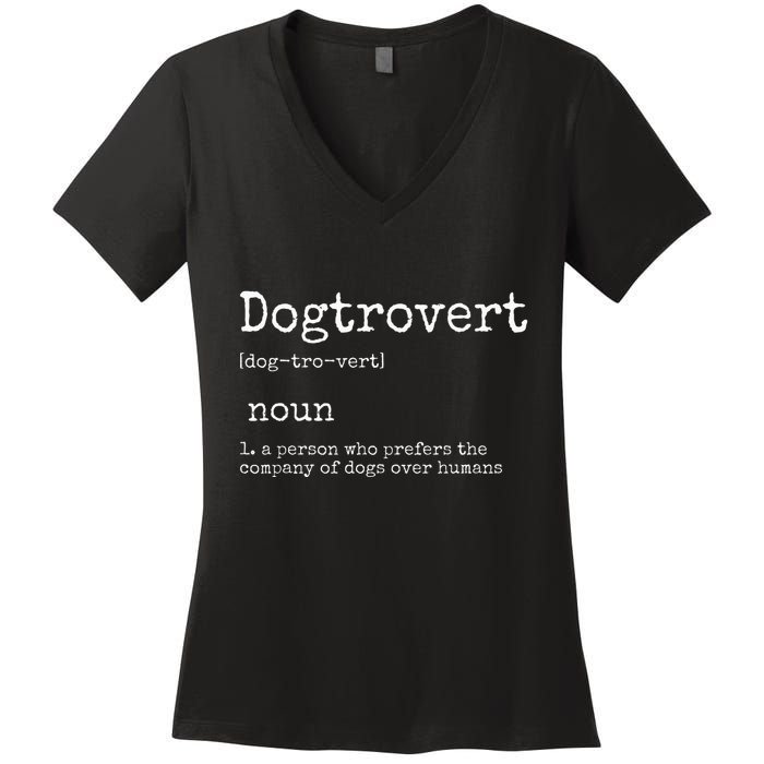 Dogtrovert Definition Funny Dog S Women's V-Neck T-Shirt