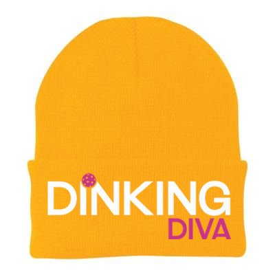 Dinking Diva Funny Pickleball Breast Cancer Awareness Gift Knit Cap Winter Beanie