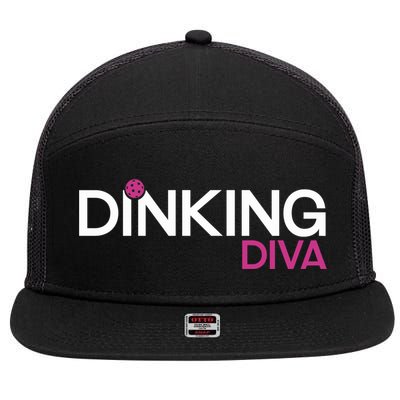 Dinking Diva Funny Pickleball Breast Cancer Awareness Gift 7 Panel Mesh Trucker Snapback Hat