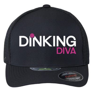 Dinking Diva Funny Pickleball Breast Cancer Awareness Gift Flexfit Unipanel Trucker Cap