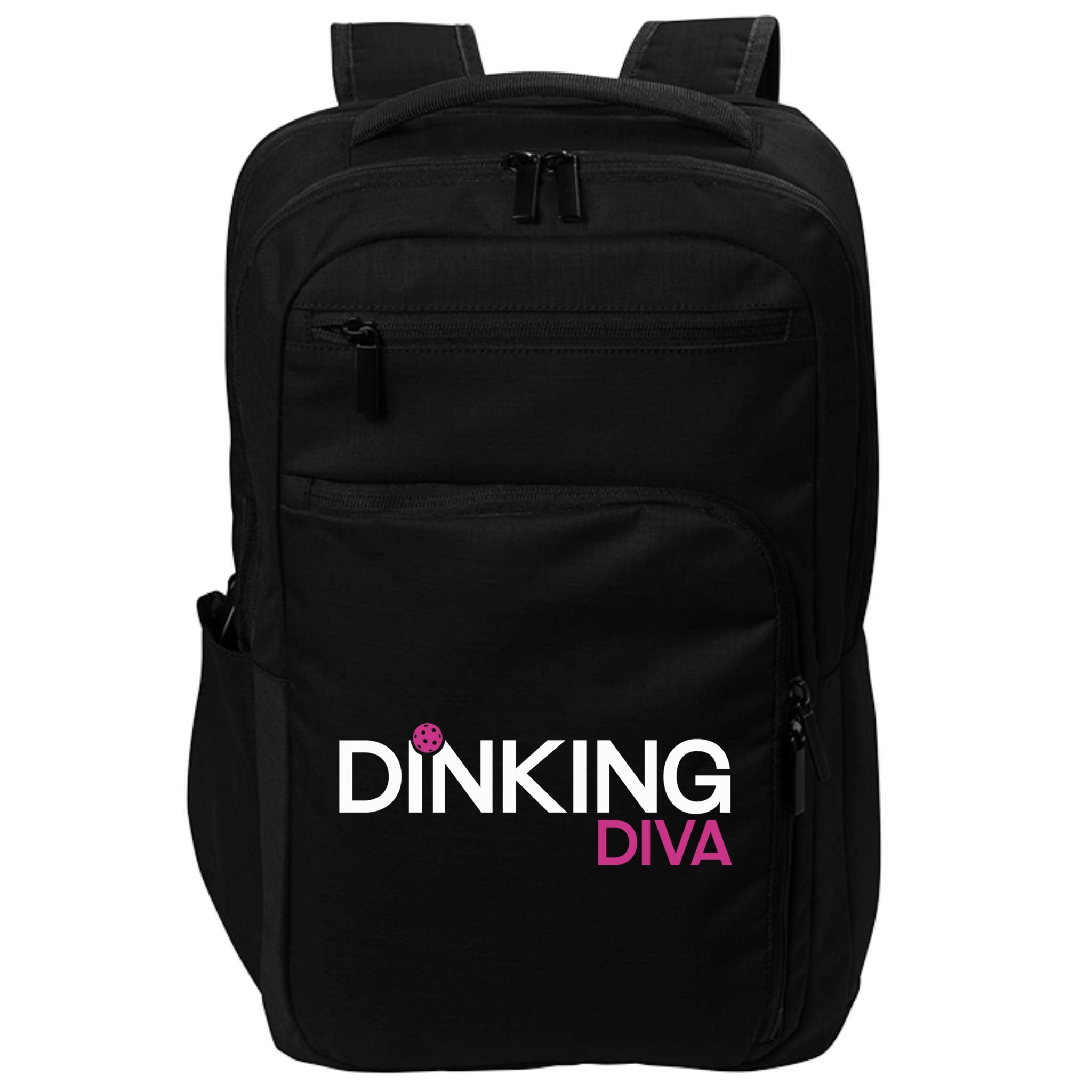 Dinking Diva Funny Pickleball Breast Cancer Awareness Gift Impact Tech Backpack