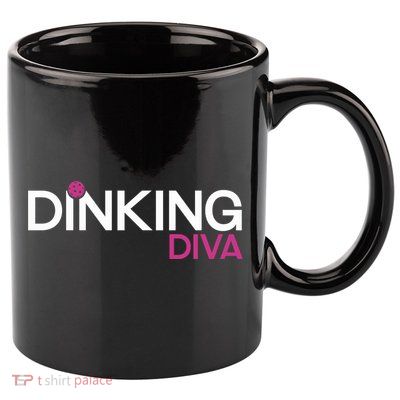 Dinking Diva Funny Pickleball Breast Cancer Awareness Gift 11oz C Handle Ceramic Mug