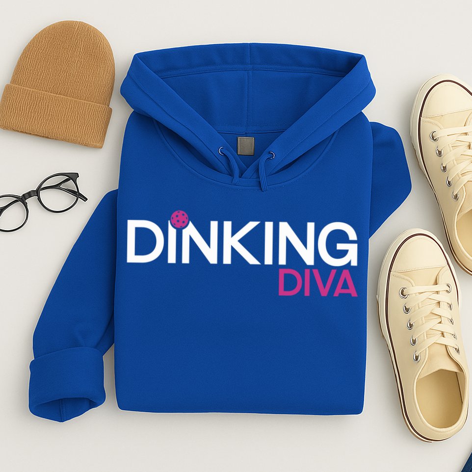 Dinking Diva Funny Pickleball Breast Cancer Awareness Gift Hoodie