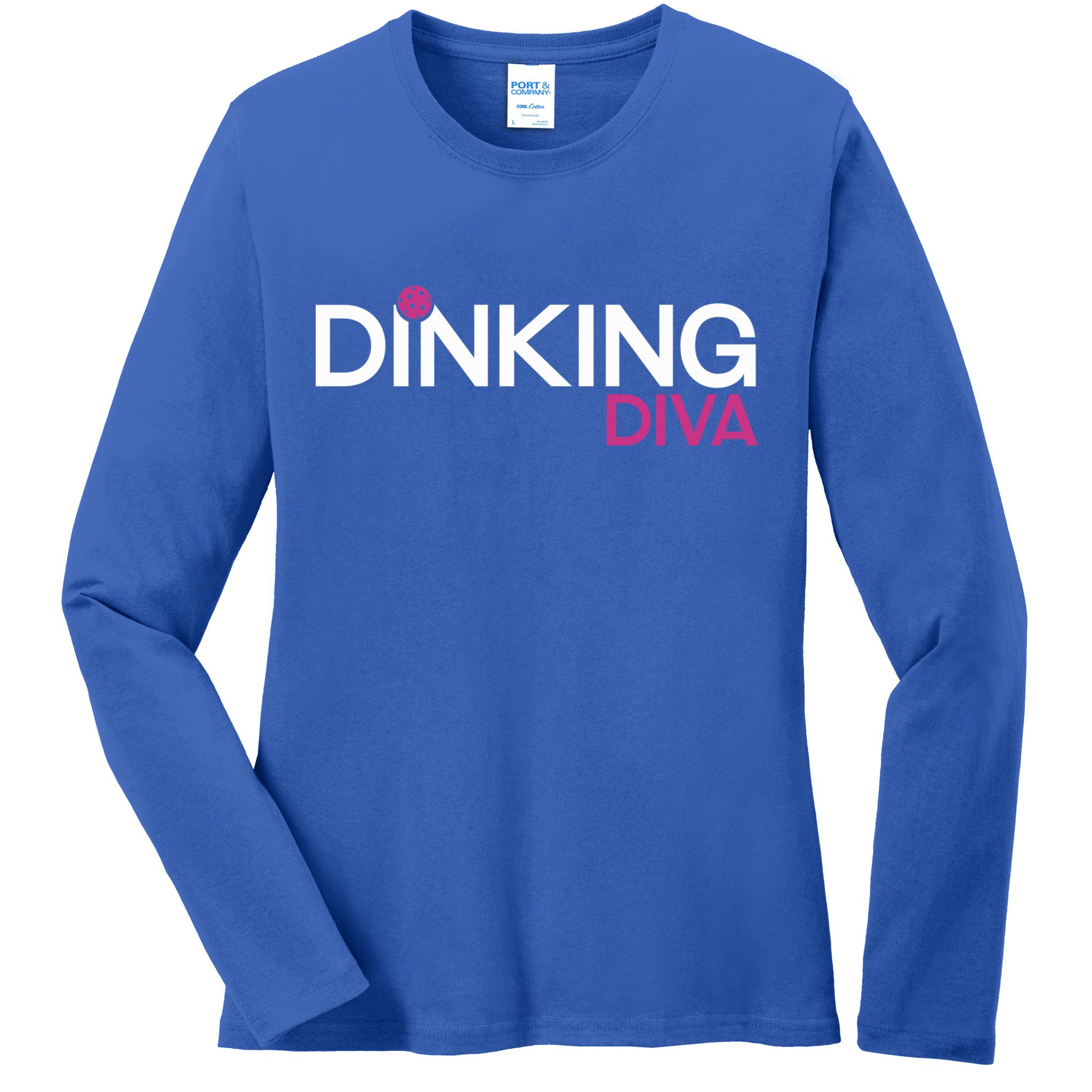 Dinking Diva Funny Pickleball Breast Cancer Awareness Gift Ladies Long Sleeve Shirt